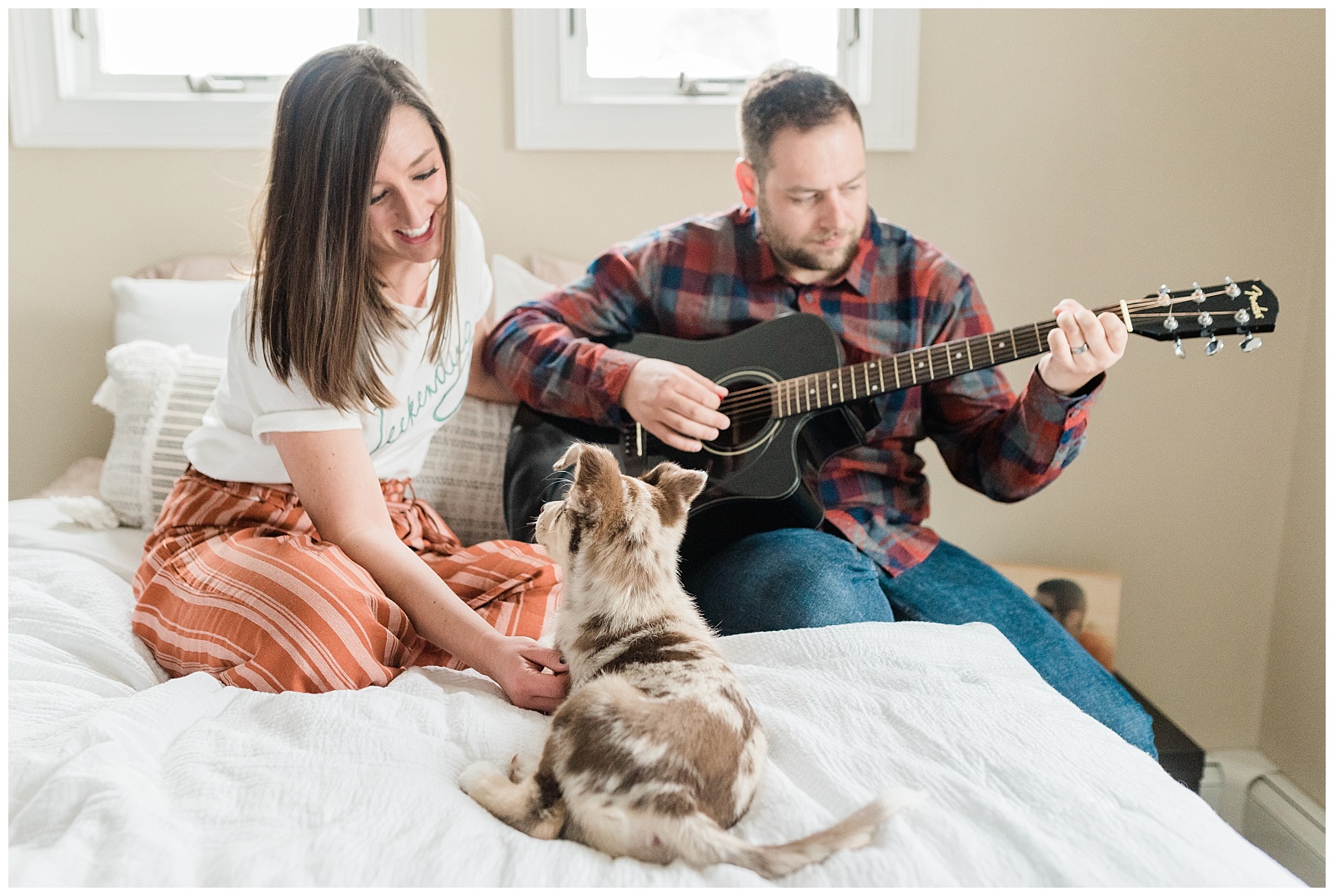 In home photo session, new puppy, casual, weekend, new jersey lifestyle, natural light photographer, guitar playing