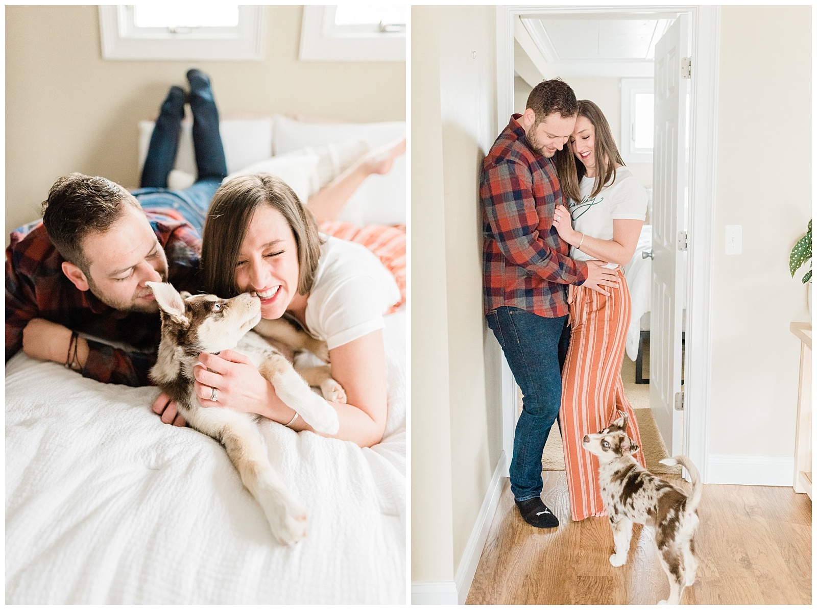 In home photo session, new puppy, casual, weekend, new jersey lifestyle, natural light photographer, laughter