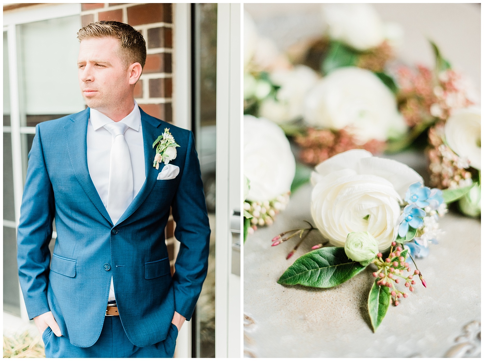 Groom portrait with boutonnieres.