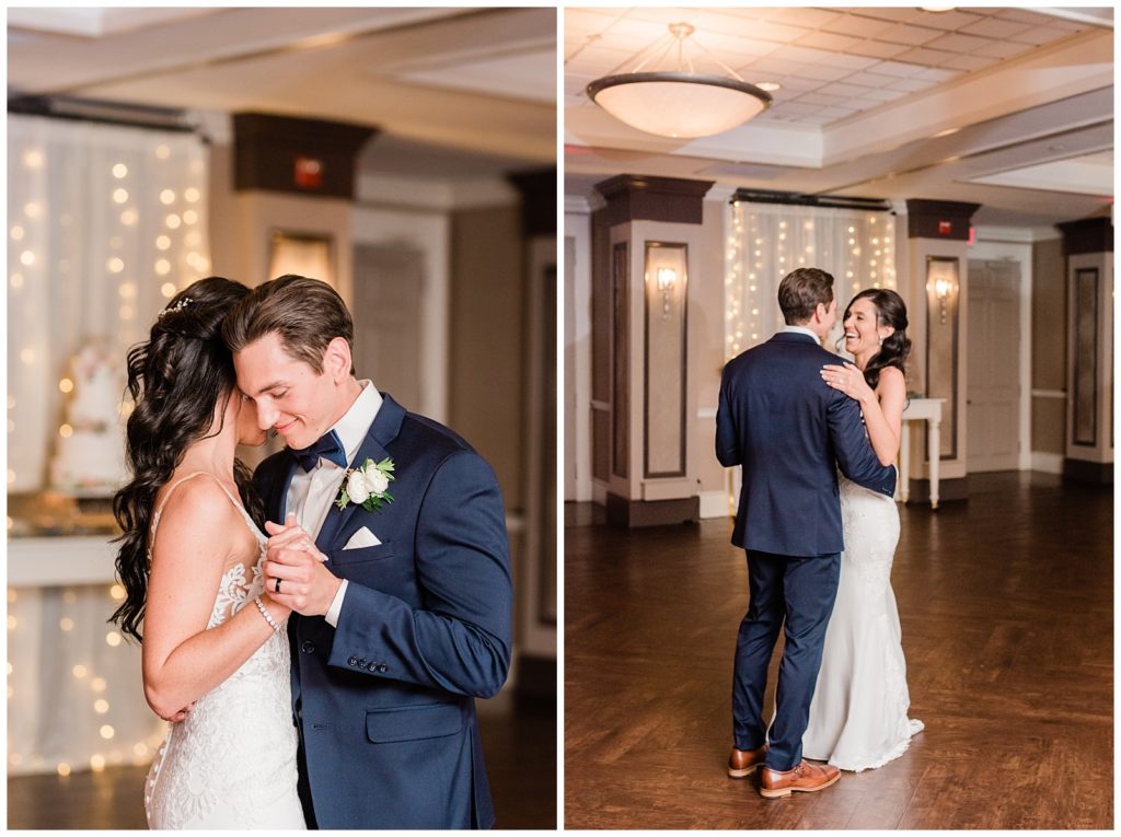 A Bride and groom share their first dance as husband and wife during their wedding reception.