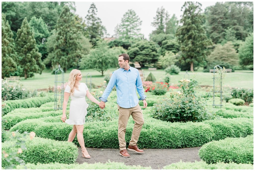 A couple walks through the gardens at Deep Cut Gardens in Middletown, NJ.