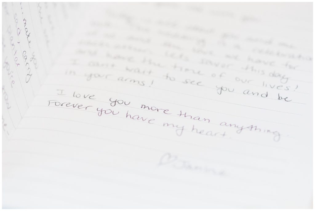 Close up of a hand-written love letter.