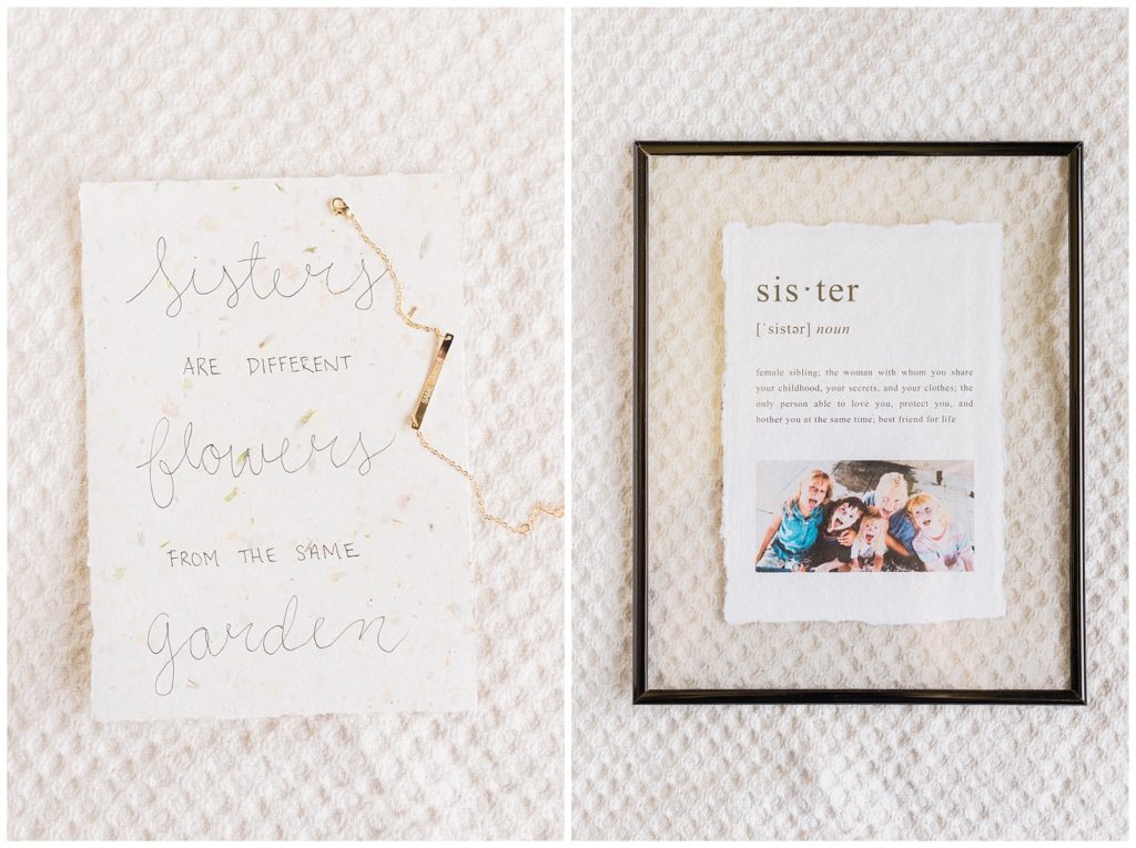 A framed print with the definition of a sister.