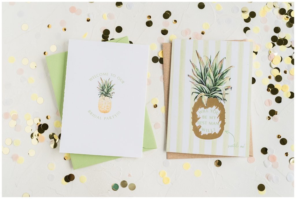Groomsmen proposal cards with scratch off pineapple.