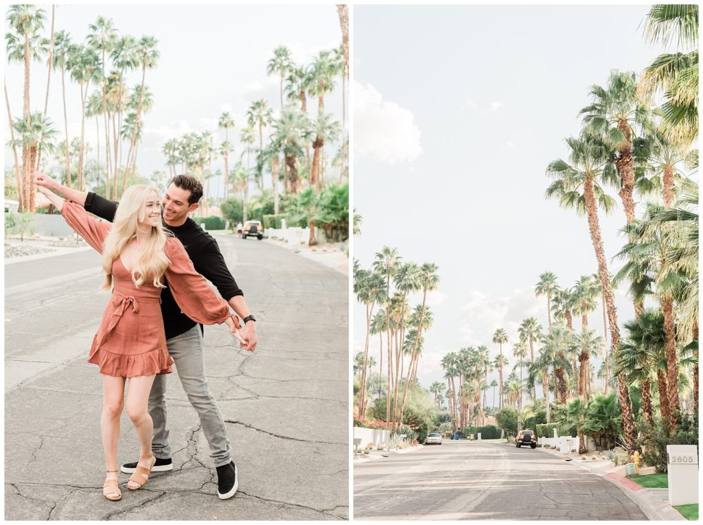 Light and airy engagement session photos in Palm Springs, California.